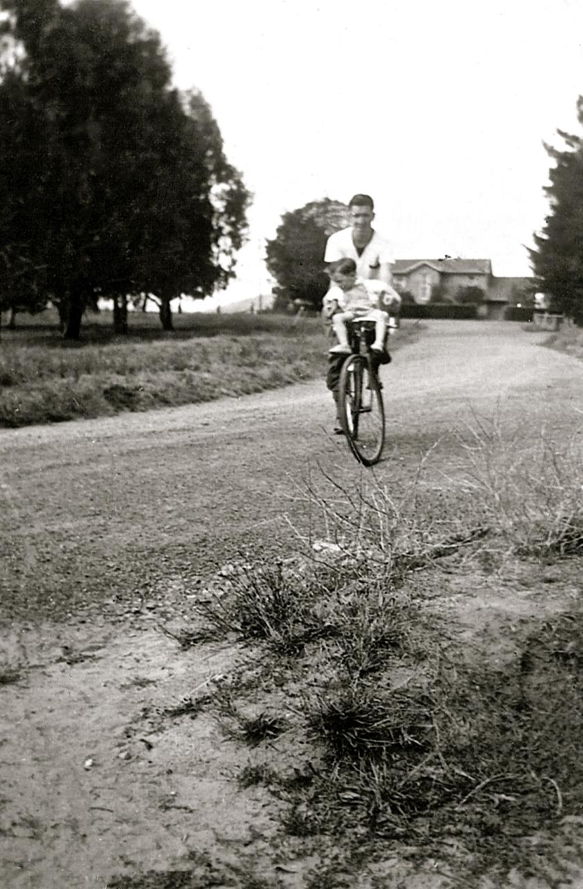Bill McNamee with nephew John Woods riding