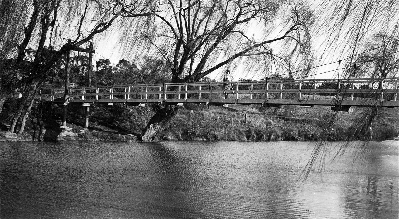 Gladys Waight on suspension bridge (no.2)