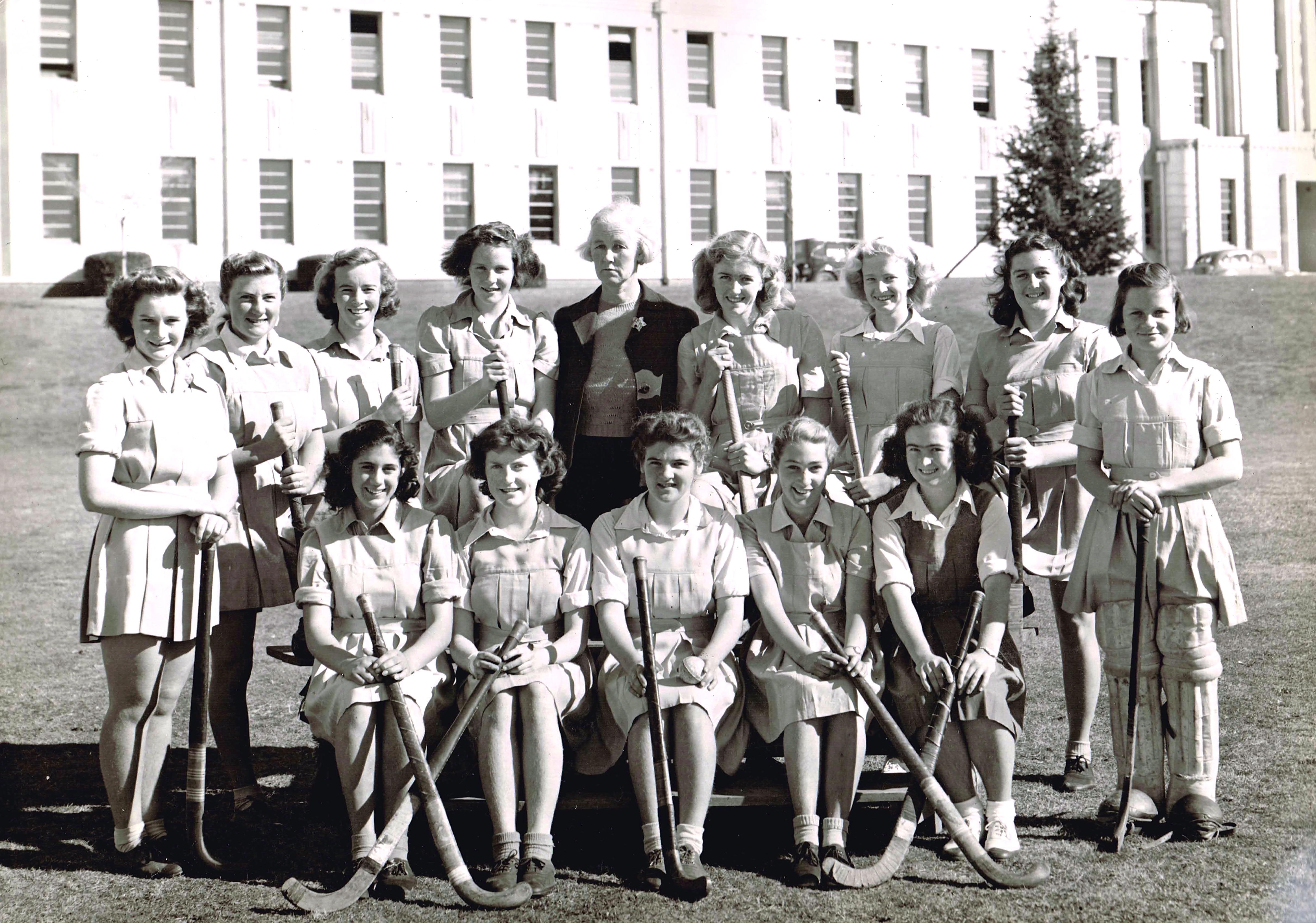 Canberra High School Hockey Team outside school Canberra High School Hockey Team outside school