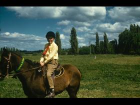 Lynne Bentley with pony on acton flats