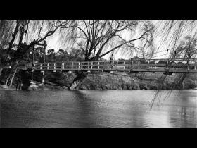 Gladys Waight on suspension bridge (no.2)